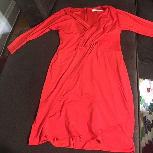 Trina Turk Red Faux Wrap Dress - Size 8 - Picture 3 of 5